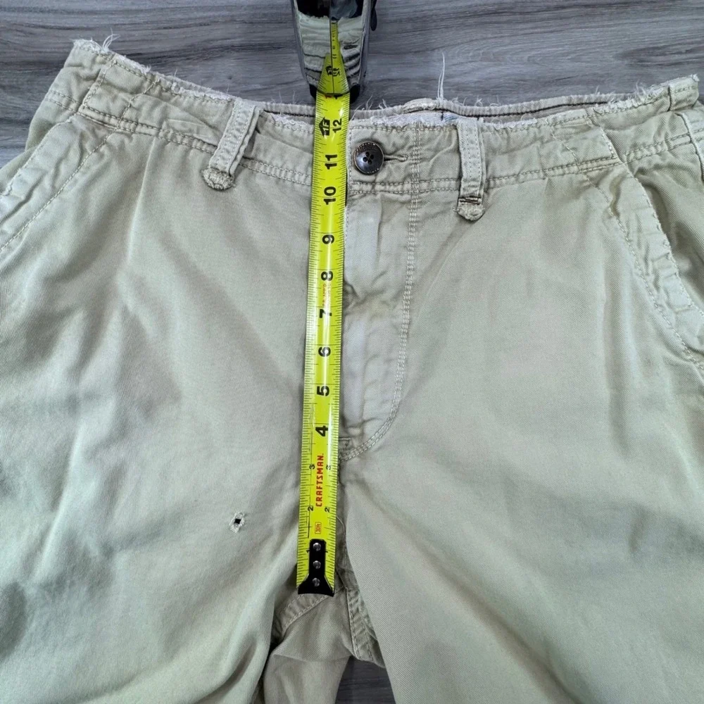 Vtg Y2K American Eagle Khaki Utility Shorts Mens 33 Distressed Raw Hem‎ Gropcore